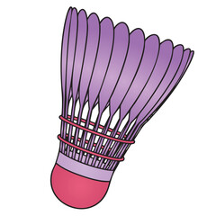 Badminton Shuttlecock Violet Vector Illustration Isolated Sport Gear Doodle