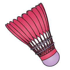 Badminton Shuttlecock Close Up Violet Vector Illustration Sport Doodle