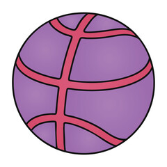 Basketball Ball Violet Vector Illustration Isolated Sport Game Doodle