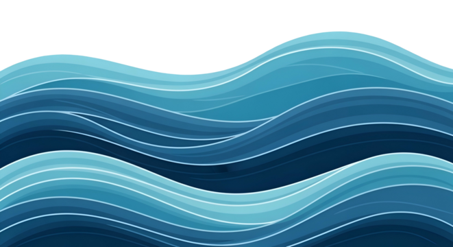 Abstract blue layered wave pattern on a black background - Powered by Adobe