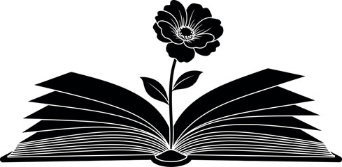 Open book blooming with a detailed flower symbolizing knowledge and growth vector