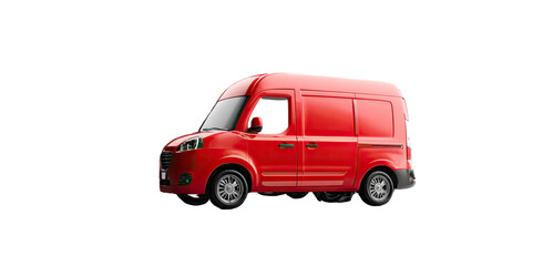 Red delivery van, side view