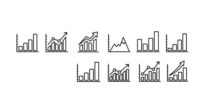 Hand drawn bar chart isolated on white background showing business growth