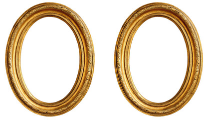 Two antique-style gold oval picture frames (2)