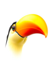 Naklejka premium A Toucan With A Big Colorful Beak On A White Background