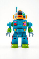 Fototapeta premium A Toy Robot Colorful On A White Background