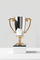 A Trophy Shiny On A White Background