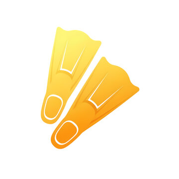 Pair of Bright Yellow Swim Fins on transparent background