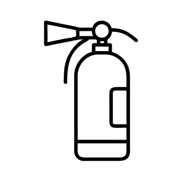 Fire extinguisher icon in minimalist style in black and white representing emergency fire safety equipment