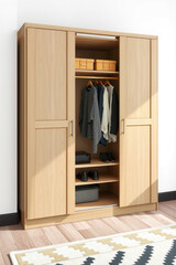 A Wardrobe Closed On A White Background