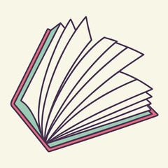 Open book with fanning pages representing learning