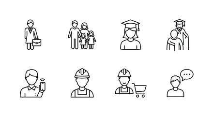 Fototapeta premium Set of people line icons isolated on white background for web design