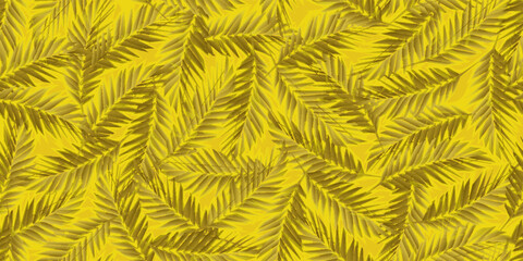 Abstract geometric seamless pattern with plants in yellow tones. Stock vector illustration for background, textile, or wrapping paper.