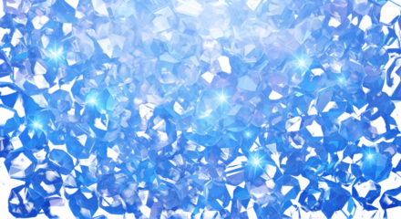 Blue crystalline shapes with bright light reflections