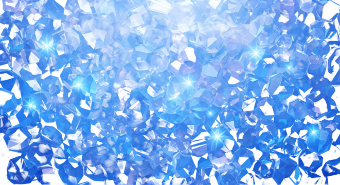 Blue crystalline shapes with bright light reflections