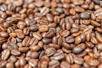 Fresh premium roasted brown Arabica coffee beans background