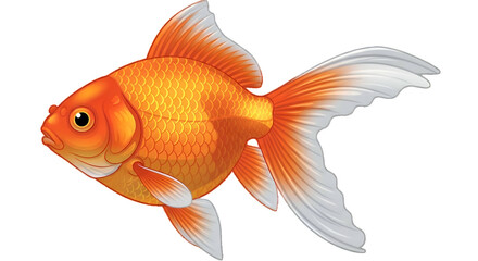 Fototapeta premium Elegant golden fish swimming with flowing tail, detailed scales