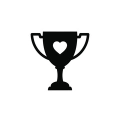 Black silhouette trophy cup with heart cutout symbol