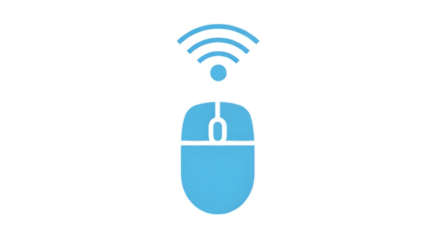 Blue mouse with a wireless signal above, centered