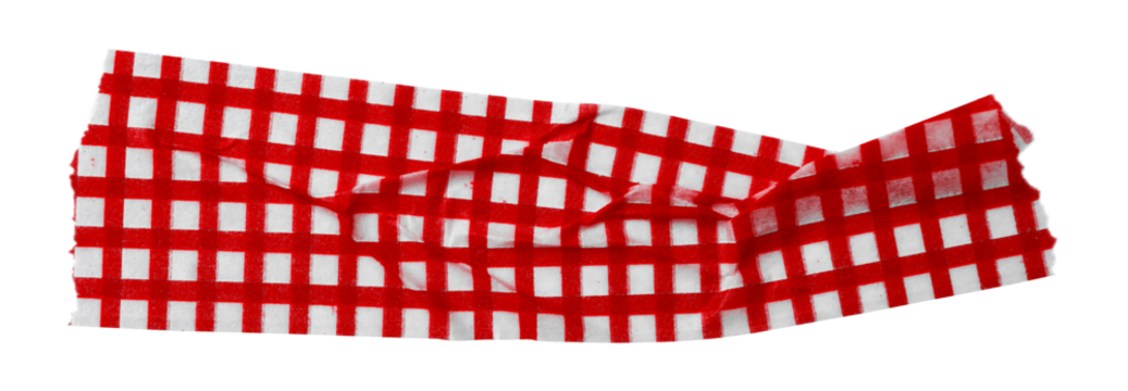 red patterned sticker paper tape isolated on transparent background - Powered by Adobe