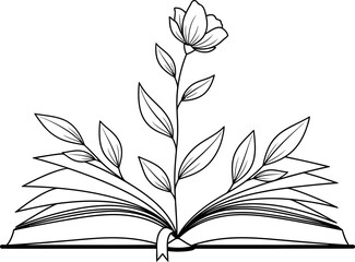 Knowledge blooms open book with growing flower symbolizing education growth and learning vector