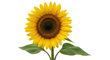 Obraz premium Upward facing sunflower with yellow petals and dark brown center