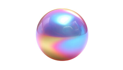 A vibrant, iridescent sphere.  A smooth, round object, showcasing a spectrum of pastel hues