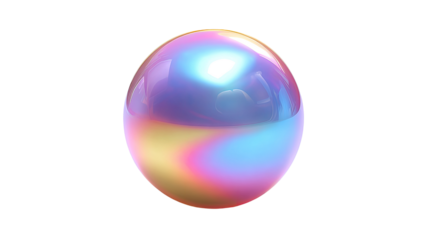 A vibrant, iridescent sphere.  A smooth, round object, showcasing a spectrum of pastel hues
