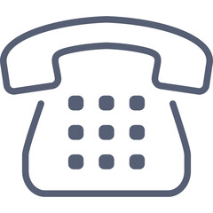 Classic Landline Telephone Icon Simple Outline Communication Device Graphic Isolated On Transparent Background