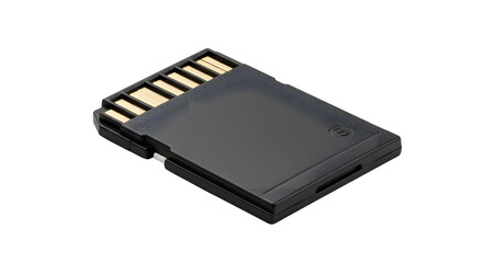 Black MicroSD Card in SD Adapter Isolated on White Background