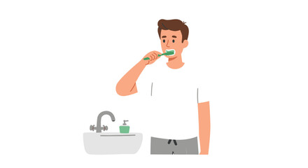 Person Brushing Teeth Illustration Hygiene and Oral Care Concept for Health and Wellness