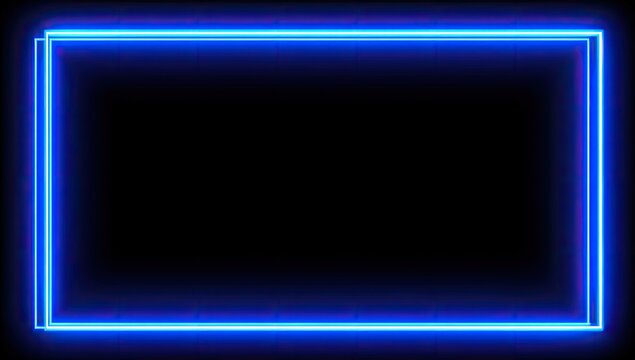 Glowing blue rectangular frame on a black background, creating a neon-like effect