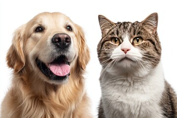 Fototapeta premium Close-up portrait of a dog and cat