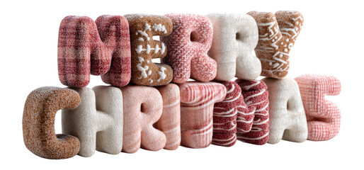 Festive and Cozy Merry Christmas Text on Transparent Background