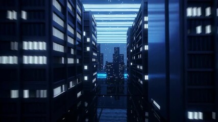 Futuristic city with secure digital network technology. global cyber concept showcasing advanced data protection and comprehensive security - Powered by Adobe