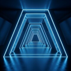 Obraz premium Neon Tunnel - A Captivating Journey Through Geometric Light.