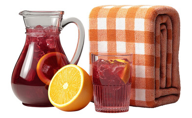 Refreshing Beverage in Glass with Citrus and Cozy Blanket Display