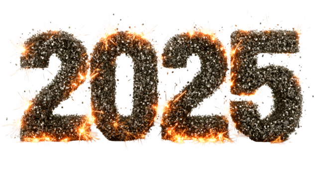 Sparkling 2025 new year celebration design with glitter and fireworks for festive events and holiday greetings cards - Powered by Adobe