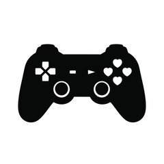 Black video game controller icon with white buttons © dipu