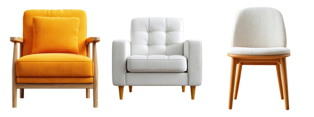 Modern Chair Set on Transparent Background for Stylish Interior Design