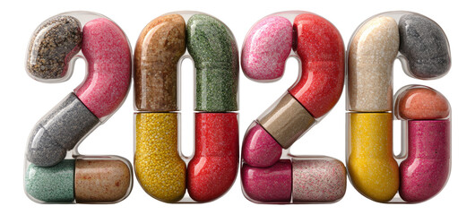 Creative New Year 2026 Celebration with Colorful Capsule Design