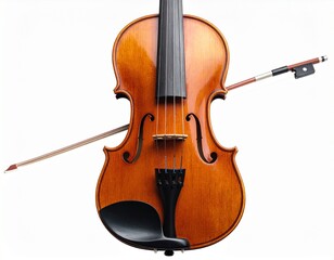 Classic wooden violin with rich brown finish black fingerboard and carved f-holes for editorial music education classical instrument craftsmanship and artistic expression-themed visuals