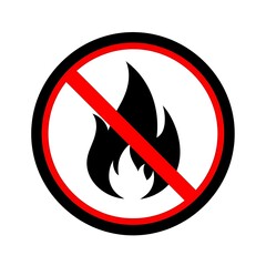 No fire sign vector prohibition symbol flammable warning forbidden danger safety icon