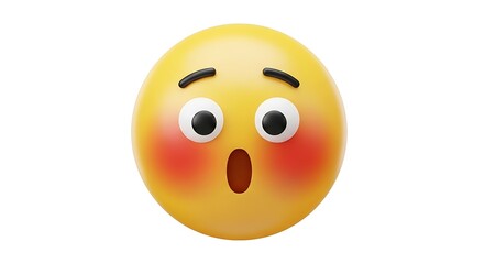 Fototapeta premium Shocked emoji face surprised expression yellow emoticon social media reaction render art