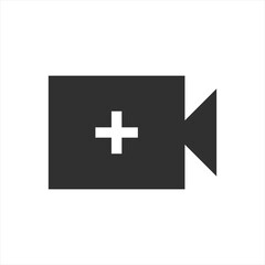Video camera icon with a plus symbol for adding new content