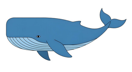 Obraz premium Blue whale illustration with simple, clean lines, on black