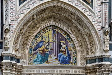 mosaic of the Annunciation on the Almond Door in Florence Cathedral, Italy