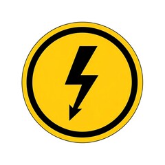 High voltage danger warning sign yellow and black lightning bolt electrical hazard symbol