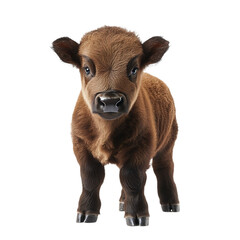 Fototapeta premium Angular view full body shot of a baby buffalo studio shot isolated on a white transparent background