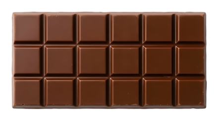 Glossy chocolate bar, divided into rectangular squares